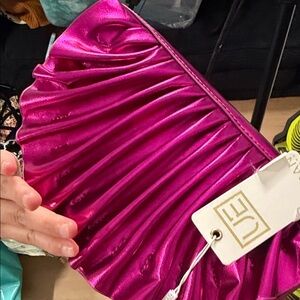 Metallic Fuchsia Ruched Clutch
